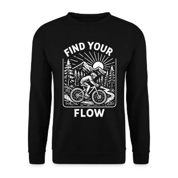 Find Your Flow – Vintage MTB Mountain Bike - Unisex Sweatshirt - black - Front - Alina (178cm) & Michal (187cm)