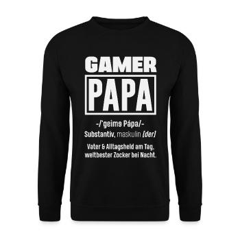 Gamer Papa Definition Lustiger Zocker Vater - Unisex Pullover - Schwarz - Vorne - Alina (178cm) & Michal (187cm)