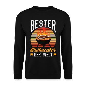 Bester Grillmeister Der Welt Papa Vater Lustig - Unisex Pullover - Schwarz - Vorne - Alina (178cm) & Michal (187cm)