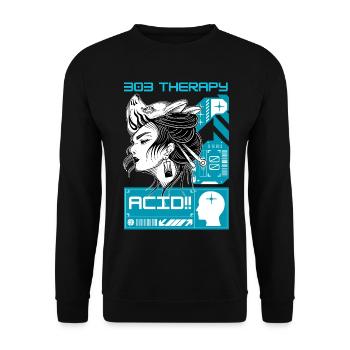 Acid Therapy - Techno Tekno House Rave Outfit - Sweat-shirt Unisexe - noir - Devant - Alina (178cm) & Michal (187cm)