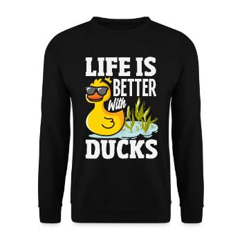 Motifs drôles de canards Citons amoureux de canards - Sweat-shirt Unisexe - noir - Devant - Alina (178cm) & Michal (187cm)