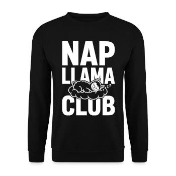 Nap Llama Club – Sleeping Llama - Sweat-shirt Unisexe - noir - Devant - Alina (178cm) & Michal (187cm)