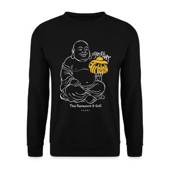 Tirkku Buddha - Unisex Pullover - Schwarz - Vorne - Alina (178cm) & Michal (187cm)