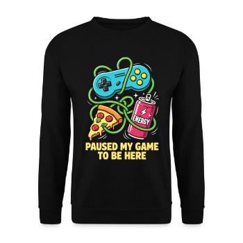 Ich habe mein Spiel für dich pausiert - Unisex Pullover - Schwarz - Vorne - Alina (178cm) & Michal (187cm)