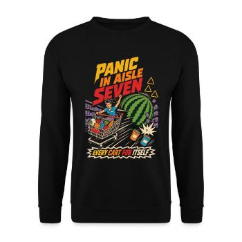 Panique dans l’humour du panique dans le chariot de courses Gear Seven - Sweat-shirt Unisexe - noir - Devant - Alina (178cm) & Michal (187cm)