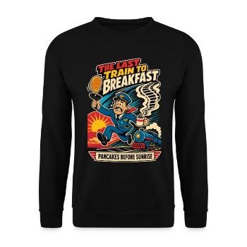 Le dernier train pour le petit-déjeuner – Humour ferroviaire - Sweat-shirt Unisexe - noir - Devant - Alina (178cm) & Michal (187cm)