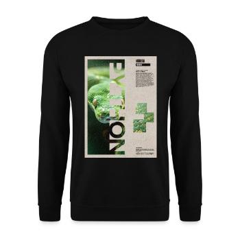 Green Tree Python Porträt - Unisex Pullover - Schwarz - Vorne - Alina (178cm) & Michal (187cm)