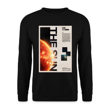 Vertikale Typografie des Sonnenausbruchs - Unisex Pullover - Schwarz - Vorne - Alina (178cm) & Michal (187cm)