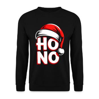 Ho No Weihnachts Logo mit Santa Hut - Unisex Pullover - Schwarz - Vorne - Alina (178cm) & Michal (187cm)