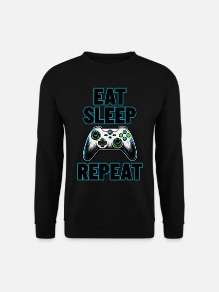 Eat Sleep Game Repeat - Unisex Pullover - Schwarz