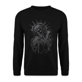 Untoter Priester mit Dornenkrone Gothic  - Unisex Pullover - Schwarz - Vorne - Alina (178cm) & Michal (187cm)