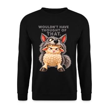 Schaf als Wolf verkleidet. - Unisex Pullover - Schwarz - Vorne - Alina (178cm) & Michal (187cm)