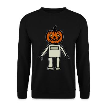 Kürbis-Roboter Halloween gruselig - Unisex Pullover - Schwarz - Vorne - Alina (178cm) & Michal (187cm)