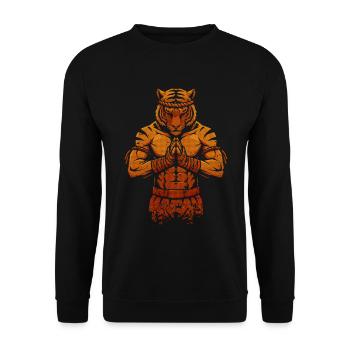 Muay Thai Tiger – Thai-Boxkämpfer - Unisex Pullover - Schwarz - Vorne - Alina (178cm) & Michal (187cm)