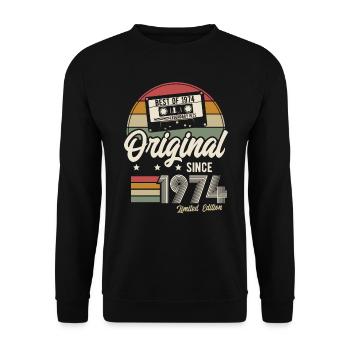 Original depuis 1974 Vintage Retro Anniversaire - Sweat-shirt Unisexe - noir - Devant - Alina (178cm) & Michal (187cm)