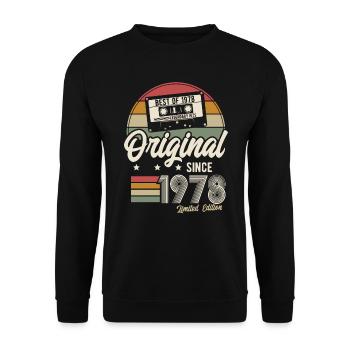 Original seit 1978 Vintage Retro Geburtstag - Unisex Pullover - Schwarz - Vorne - Alina (178cm) & Michal (187cm)