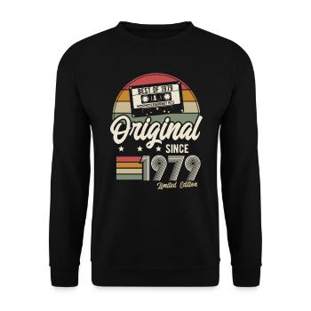 Original since 1979 Vintage Retro Birthday - Unisex Sweatshirt - black - Front - Alina (178cm) & Michal (187cm)
