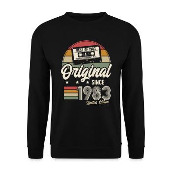 Original seit 1983 Vintage Retro Geburtstag - Unisex Pullover - Schwarz - Vorne - Alina (178cm) & Michal (187cm)