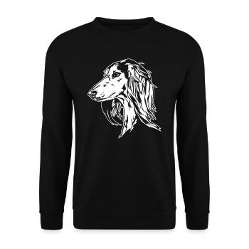 SALUKI Portrait Greyhounds Wilsigns - Sweat-shirt Unisexe - noir - Devant - Alina (178cm) & Michal (187cm)