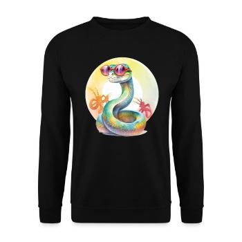 Colorful cool snake with sunglasses - Unisex Sweatshirt - black - Front - Alina (178cm) & Michal (187cm)