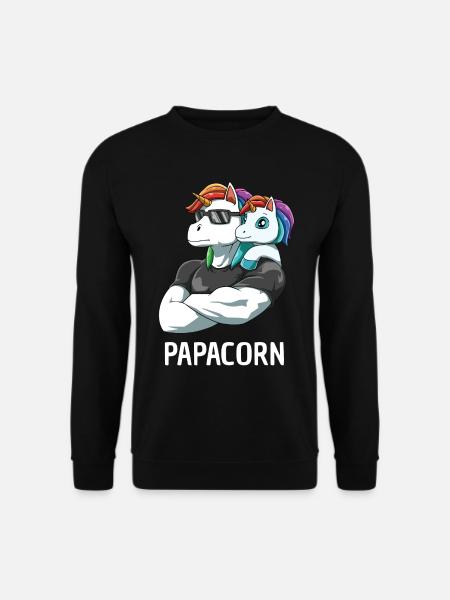 Papacorn Vater Tochter Einhörner - Unisex Pullover - Schwarz