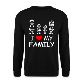 J’aime ma famille - Sweat-shirt Unisexe - noir - Devant - Alina (178cm) & Michal (187cm)