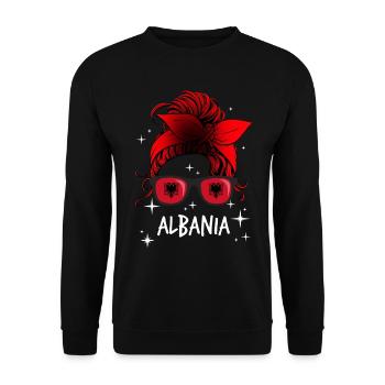 Albania - Unisex Sweatshirt - black - Front - Alina (178cm) & Michal (187cm)
