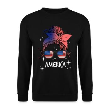America - Unisex Sweatshirt - black - Front - Alina (178cm) & Michal (187cm)