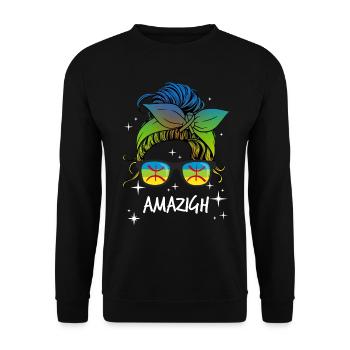 Amazigh - Unisex Sweatshirt - black - Front - Alina (178cm) & Michal (187cm)