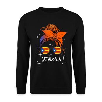 Catalonia - Unisex Sweatshirt - black - Front - Alina (178cm) & Michal (187cm)