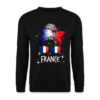 Frankreich - Unisex Pullover - Schwarz - Vorne - Alina (178cm) & Michal (187cm)