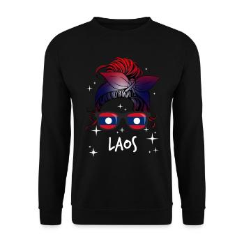 Laos - Unisex Sweatshirt - black - Front - Alina (178cm) & Michal (187cm)