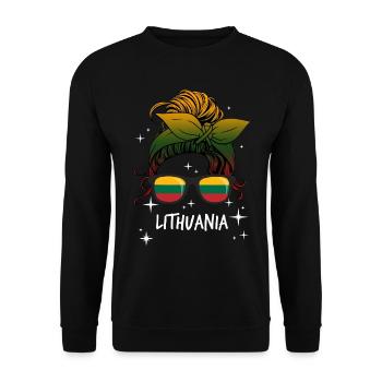 Litauen - Unisex Pullover - Schwarz - Vorne - Alina (178cm) & Michal (187cm)