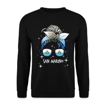 San Marino - Unisex Sweatshirt - black - Front - Alina (178cm) & Michal (187cm)