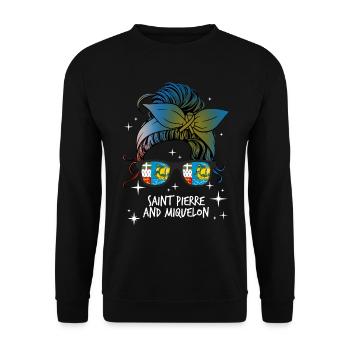 St. Pierre und Miquelon - Unisex Pullover - Schwarz - Vorne - Alina (178cm) & Michal (187cm)