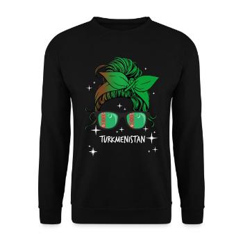 Turkmenistan - Unisex Pullover - Schwarz - Vorne - Alina (178cm) & Michal (187cm)