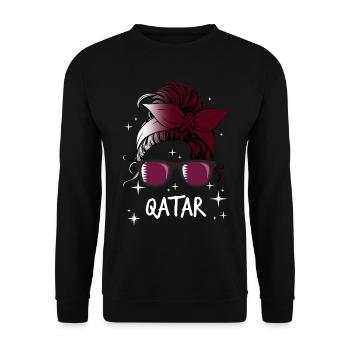 Qatar - Unisex Sweatshirt - black - Front - Alina (178cm) & Michal (187cm)