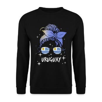 Uruguay - Unisex Sweatshirt - black - Front - Alina (178cm) & Michal (187cm)