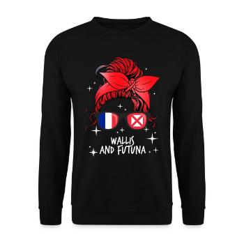 Wallis und Futuna - Unisex Pullover - Schwarz - Vorne - Alina (178cm) & Michal (187cm)