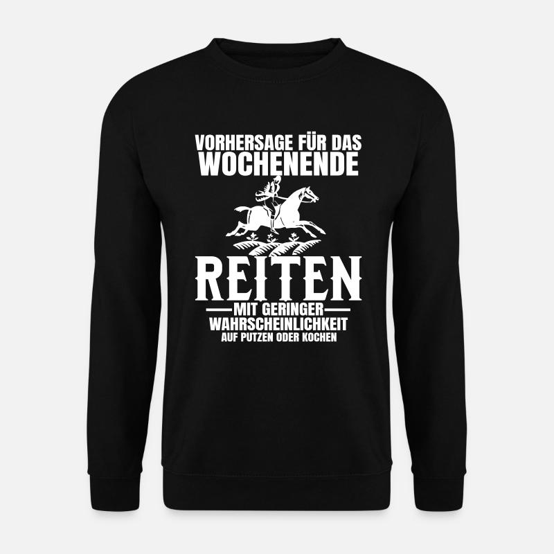 Wochenende Reiten Lustig Spruch Pferd Reiter Pony - Unisex Pullover - Schwarz