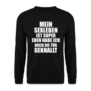 Sexlaben Funny Lustig spass geknallt tuer - Unisex Pullover - Schwarz - Vorne - Alina (178cm) & Michal (187cm)