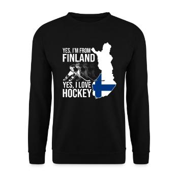 Finnland Hockey Grafik - Unisex Pullover - Schwarz - Vorne - Alina (178cm) & Michal (187cm)