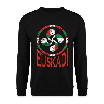 Flag of Euskadi. Lauburu Basque Country. Ikurriña - Unisex Sweatshirt - black - Front - Alina (178cm) & Michal (187cm)