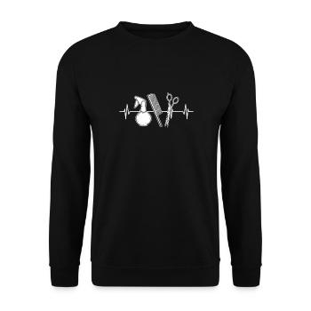Motif For hairdressers and barber shops. Hairdresser - Unisex Sweatshirt - black - Front - Alina (178cm) & Michal (187cm)