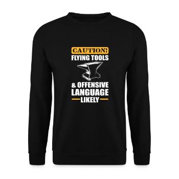 Metalworking Flying Tools Blacksmith - Unisex Sweatshirt - black - Front - Alina (178cm) & Michal (187cm)