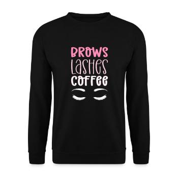 Augenbrauen Wimpern Kaffee. Microblading - Unisex Pullover - Schwarz - Vorne - Alina (178cm) & Michal (187cm)