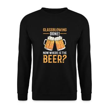 Glassblowing Done! Now where is the beer? - Unisex Pullover - Schwarz - Vorne - Alina (178cm) & Michal (187cm)