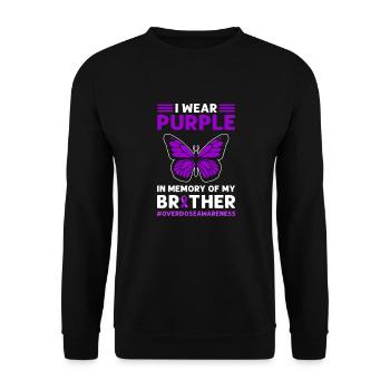 Je porte du violet en mémoire de mon fils. - Sweat-shirt Unisexe - noir - Devant - Alina (178cm) & Michal (187cm)