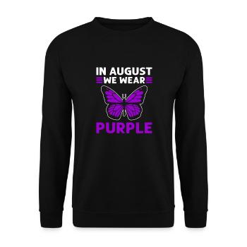 Im August Tragen Wir Lila. Überdosis-bewusstsein - Unisex Pullover - Schwarz - Vorne - Alina (178cm) & Michal (187cm)