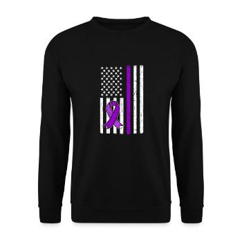 Lila Schleife. Überdosis-bewusstsein - Unisex Pullover - Schwarz - Vorne - Alina (178cm) & Michal (187cm)